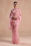 Buy_Begum_Pink Organza, Silk Embroidery Solana Saree With Blouse _at_Aza_Fashions
