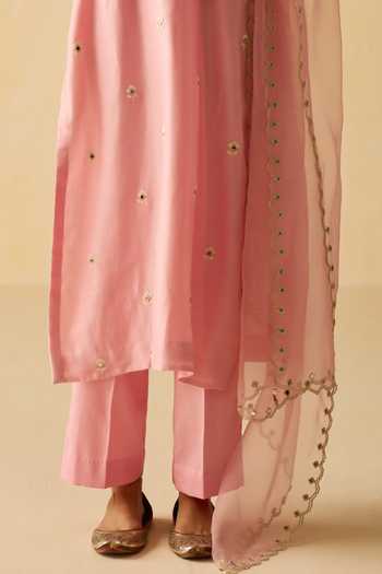 Shikha Mehta_Purple , Chanderi, Cotton, Organza Niyara Dori Hand Kurta Set _Online_at_Aza_Fashions