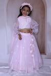 Buy_Little Loom_Pink Organza Tassels, Embroidery Floral Pattern Lehenga Set _at_Aza_Fashions