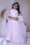 Buy_Little Loom_Pink Organza Tassels, Embroidery Floral Pattern Lehenga Set 