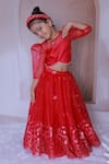 Buy_Little Loom_Magenta Cotton, Organza, Satin Embroidery, Tassels Floral Pattern Lehenga Set _at_Aza_Fashions