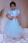 Buy_Little Loom_Sky Blue Organza, Net Pearls, Stones Embroidery Top And Skirt Set _at_Aza_Fashions
