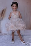Little Loom_Gold Organza Fabric Flowers Handmade Dress _Online_at_Aza_Fashions