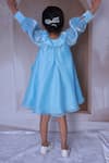 Shop_Little Loom_Sky Blue Tissue Pearls, Fabric Flowers Handmade Dress _at_Aza_Fashions
