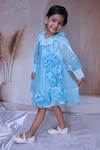 Buy_Little Loom_Sky Blue Tissue Pearls, Fabric Flowers Handmade Dress _at_Aza_Fashions