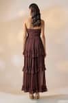 Shop_Ewoke_Brown Georgette Hand Pleated Strapless Dress _at_Aza_Fashions