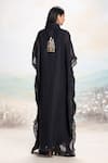 Shop_Kaveri_Black Linen Embroidery, Zari Flute Pipes Kaftan _at_Aza_Fashions