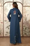Shop_Kaveri_Blue Linen Embroidery, Zari Flute Pipes Abaya And Dress Set _at_Aza_Fashions