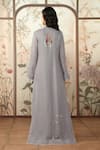 Shop_Kaveri_Grey Linen Thread Embroidery Flute Pipes Abaya And Dress Set _at_Aza_Fashions