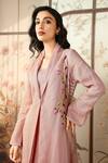 Kaveri_Pink Linen Embroidery Arch Maze Abaya With Dress _at_Aza_Fashions