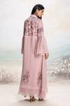 Shop_Kaveri_Pink Linen Printed, Lace Vintage Rosa Abaya And Dress Set _at_Aza_Fashions