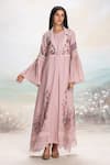 Buy_Kaveri_Pink Linen Printed, Lace Vintage Rosa Abaya And Dress Set _at_Aza_Fashions