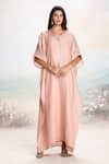 Buy_Kaveri_Pink Linen Studs Starlight Kaftan _at_Aza_Fashions