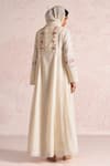 Shop_Kaveri_Off White Linen Embroidery, Beads, Zari, Tassels, Blush Vines Abaya And Dress Set _at_Aza_Fashions