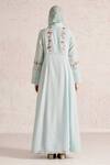 Shop_Kaveri_Blue Linen Embroidery, Beads, Zari, Tassels, Lace Blush Vines Abaya And Dress Set _at_Aza_Fashions
