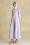 Shop_Kaveri_Grey Linen Embroidery Delfina Dress And Abaya Set _Online_at_Aza_Fashions