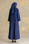 Shop_Kaveri_Blue Linen Sequins Crystal Rain Abaya And Dress Set _at_Aza_Fashions