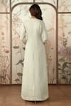 Shop_Kaveri_White Linen Foil Printing Gilded Edge Abaya And Dress Set _at_Aza_Fashions