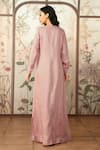 Shop_Kaveri_Pink Linen Foil Printing Gilded Edge Abaya And Dress Set _at_Aza_Fashions