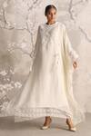 Buy_Kaveri_Beige Linen Embroidery, Tassels, Lace Love Embellished Kaftan _at_Aza_Fashions