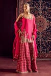 Buy_Prevasu_Pink Chanderi, Silk, Brocade, Organza Embroidery, Zari Kurta Sharara Set _Online