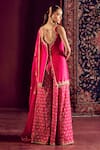 Shop_Prevasu_Pink Chanderi, Silk, Brocade, Organza Embroidery, Zari Kurta Sharara Set _at_Aza_Fashions