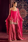 Prevasu_Pink Chanderi, Silk, Brocade, Organza Embroidery, Zari Kurta Sharara Set 