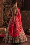 Shop_Prevasu_Red Silk, Organza Embroidery, Sequins, Pearls, Munira Raw Bridal Lehenga Set _at_Aza_Fashions