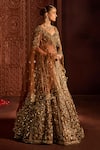 Buy_Prevasu_Gold Net Sequins, Zari, Stones, Mocha Naira Embellished Bridal Lehenga Set _Online_at_Aza_Fashions