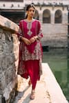Buy_Jayanti Reddy_Pink Silk Zari Owl Embroidered Tunic Set _at_Aza_Fashions