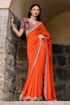 Buy_Jayanti Reddy_Pink Crepe Zari, Stones Nma Embroidered Border Saree And Blouse Set _at_Aza_Fashions