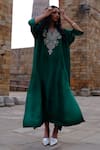 Jayanti Reddy_Emerald Green Silk Zardosi Kaftan _Online_at_Aza_Fashions