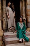 Jayanti Reddy_Emerald Green Silk Zardosi Kaftan _Online