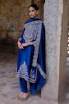 Buy_Jayanti Reddy_Blue Silk Embroidery, Zari Adira Tunic Set _at_Aza_Fashions