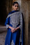 Shop_Jayanti Reddy_Blue Silk Embroidery, Zari Adira Tunic Set _at_Aza_Fashions