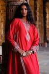Buy_Jayanti Reddy_Red Silk Embroidery Vashti Kurta And Salwar Set _Online_at_Aza_Fashions