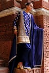 Buy_Jayanti Reddy_Purple Silk Embroidery, Zari Ayesha Woven Tunic Set _at_Aza_Fashions