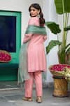 Shop_Trendy Tokari_Peach Silk, Chanderi, Cotton, Organza Embroidery, Straight Kurta Pant Set _at_Aza_Fashions