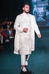 Buy_Jigar & Nikita_Ivory Silk Embroidery, Zari, Tassels The Kingdom Thread Siam Sherwani Set _Online_at_Aza_Fashions