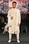 Buy_Jigar & Nikita_Ivory Silk Embroidery, Zari, Tassels The Kingdom Thread Siam Sherwani Set 
