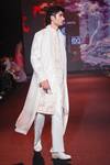Buy_Jigar & Nikita_Ivory Silk, Chanderi Silk, Satin Embroidery, Zari Paris Handwork Sherwani Set _Online_at_Aza_Fashions