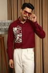 Buy_Runit Gupta_Red Vegan Silk Embroidery Artbeat Pattern Shirt _Online_at_Aza_Fashions