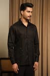 Buy_Runit Gupta_Black Vegan Silk Embroidery, Beads Midnight Maze Shirt _at_Aza_Fashions