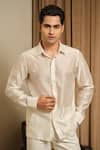 Buy_Runit Gupta_Ivory Chanderi Silk Embroidery Polka Party Shirt _at_Aza_Fashions