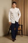 Runit Gupta_Ivory Vegan Silk Embroidery Rush Tux Shirt _Online_at_Aza_Fashions