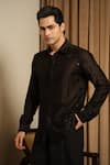 Buy_Runit Gupta_Black Chanderi Silk Embroidery Embellished Shirt _at_Aza_Fashions