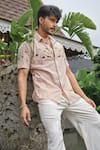 Runit Gupta_Pink Cotton, Linen Cut Work Blush Shirt _at_Aza_Fashions