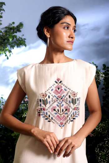 Taisha_Off White Reka Hand Embroidered Jumpsuit _Online_at_Aza_Fashions