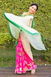 Buy_Masaba_Green Chiffon, Silk Foil Turtle Tale Saree With Unstitched Blouse Piece 