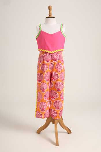 Minime Organics_Multicolor Cotton Lace Print Top And Pant Set _Online_at_Aza_Fashions